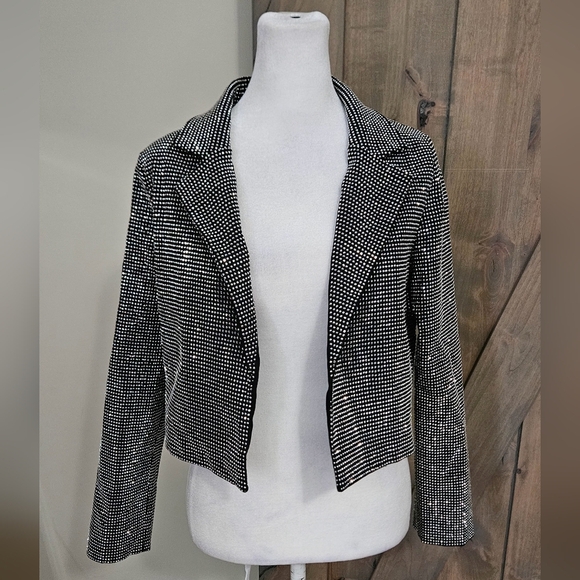 CLOUD TEN Jones Studded Cropped Blazer. Black Silver Studded. Size Small - Picture 6 of 15